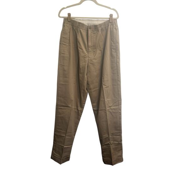 Lands End Mens Tag 35 (35Wx32L) Elastic Waist Cuffed Khaki Chino Pants #5109 - Picture 1 of 10
